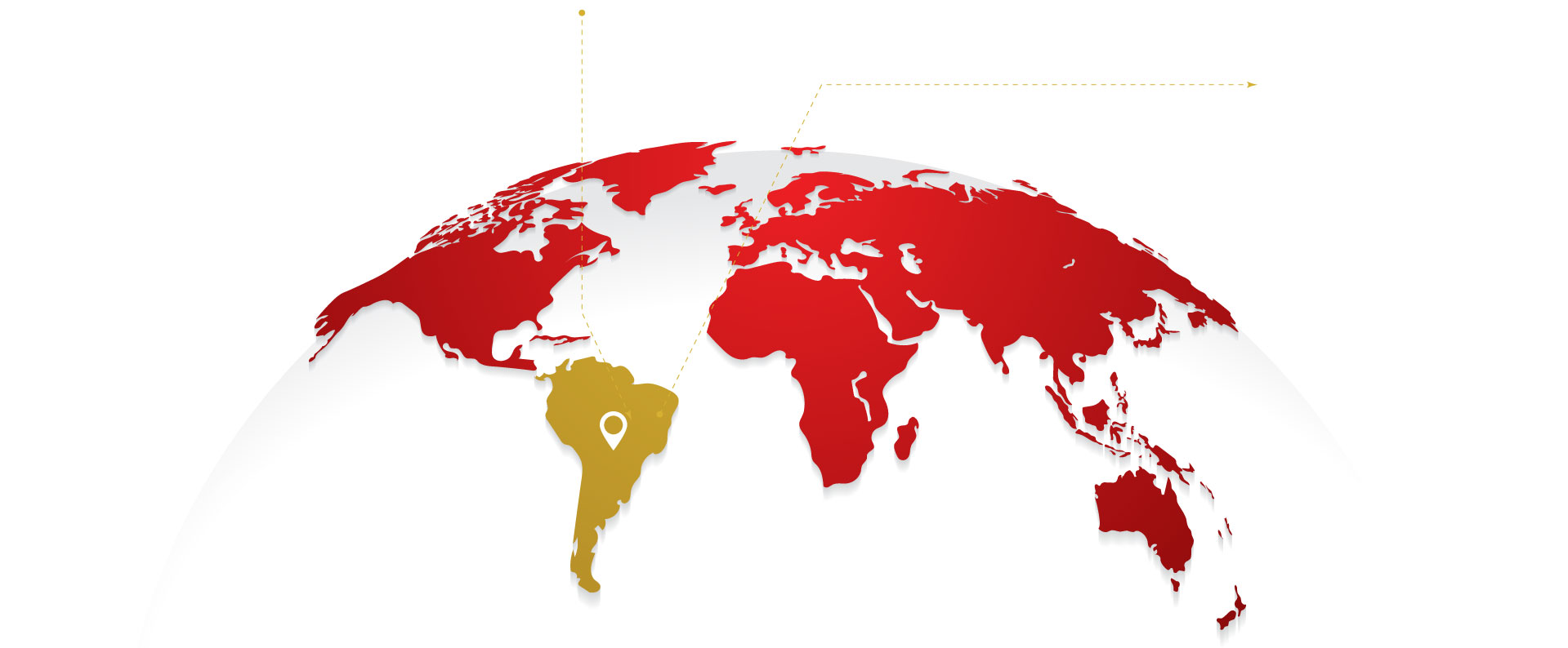 Global map showing Ceylon tea exports to South American countries