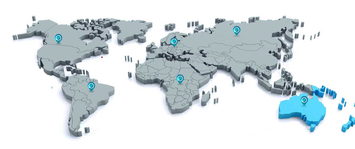 Global Presence map highlighted Australia of Anverally & Sons (Pvt) Ltd