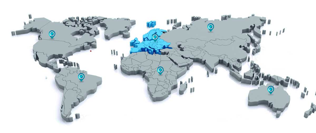 Global Presence map highlighted Europe of Anverally & Sons (Pvt) Ltd